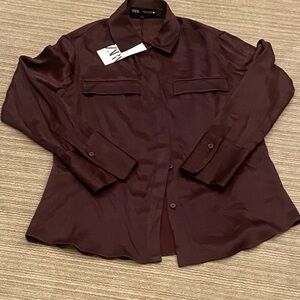 Zara Deep Maroon Long Sleeve Shirt